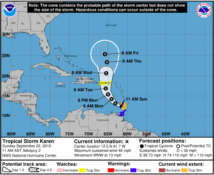 La tempête tropicale Karen se forme dans l'Atlantique